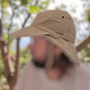 VTG The Ultimate Hat‎ Sz L XL Supplex Khaki Snap Flap USA Hiking Convertible Sun